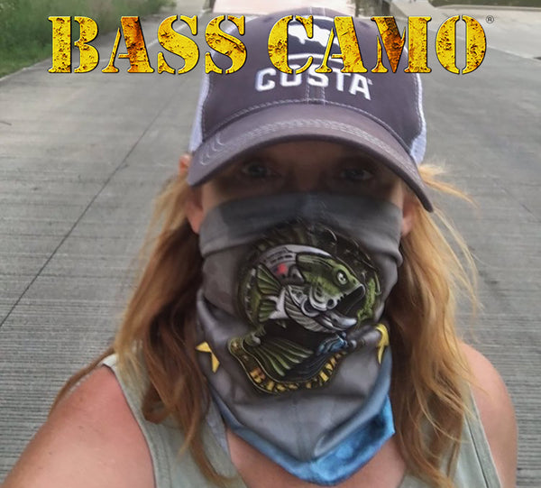 Bass Camo Sun Safe UPF50 High Performance Neck Gaiter / Buff features front and back design measures 9"x 17" powered by PURE-tech lightweight breathable moisture wicking technology.