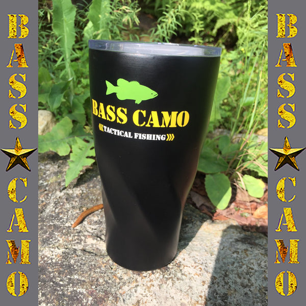 Bass Camo Tactical Fishing 20oz Copper Vacuum Insulated Tumbler.