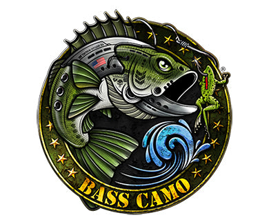 Bass Camo Fishing Decals premium 3M vinyl indoor/outdoor laminated to