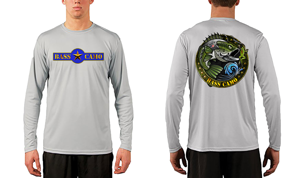 Bass Camo Sun Safe UPF50 High Performance Long Sleeve Fishing Shirt carries the Skin Cancer Foundation Seal of Approval powered by PURE-tech lightweight 4.1 oz highly breathable moisture wicking 100% polyester.